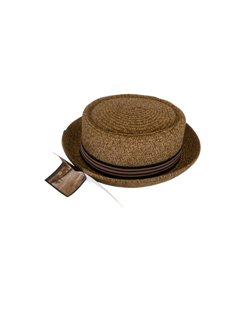 Epoch Straw Pork Pie Hat With Striped Band - Picture 3 of 5